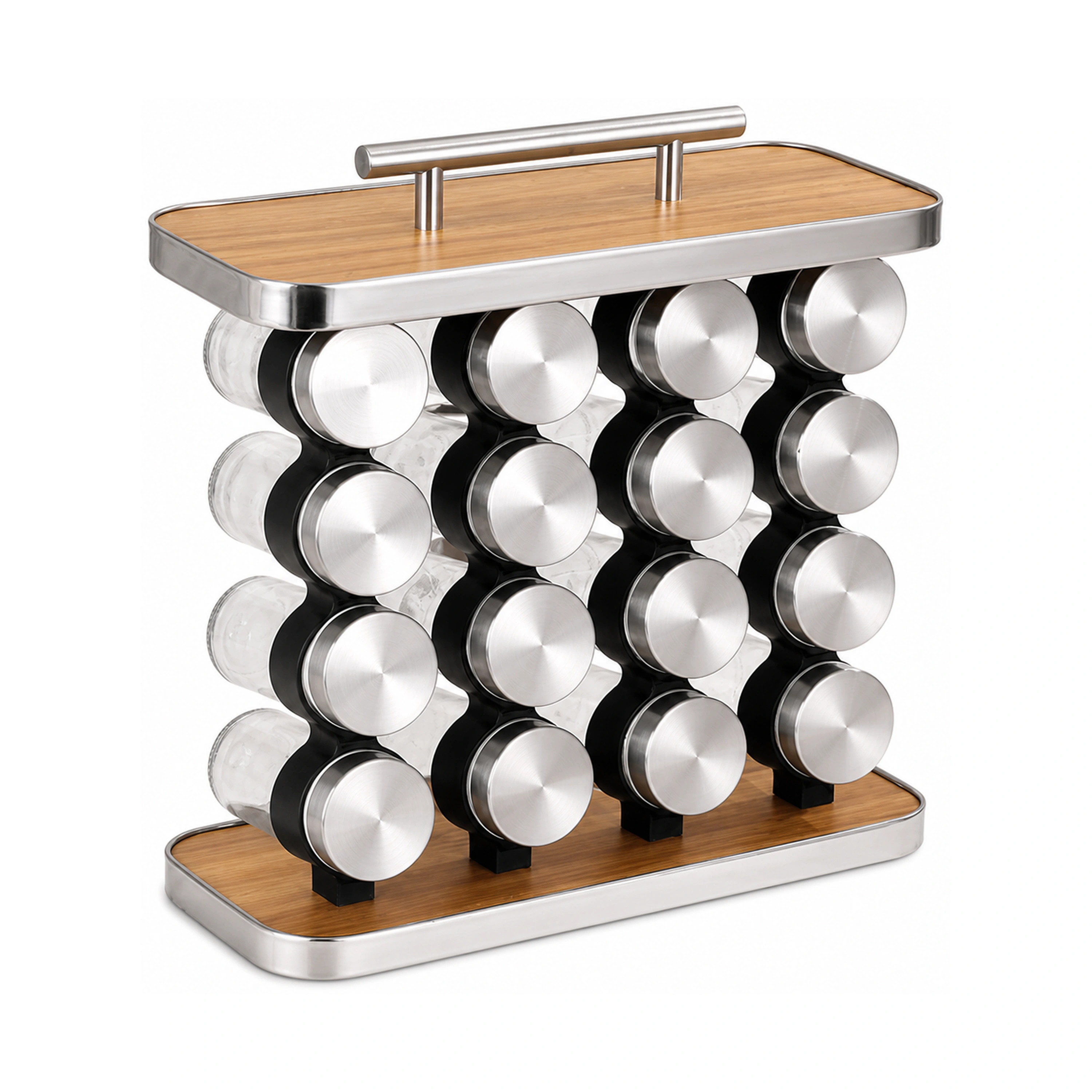Frasco para Condimentos de Acero Inoxidable 410, Madera y Vidrio Madera