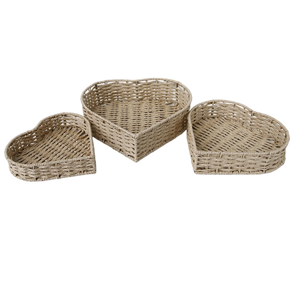 Cesta de Almacenamiento Set de 3 Piezas Tejido de Papel Amarillo