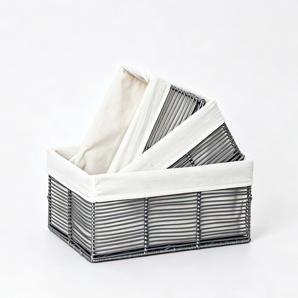 Cesta de Almacenamiento Set de 3 Piezas Organizador de Escritorio PVC Gris