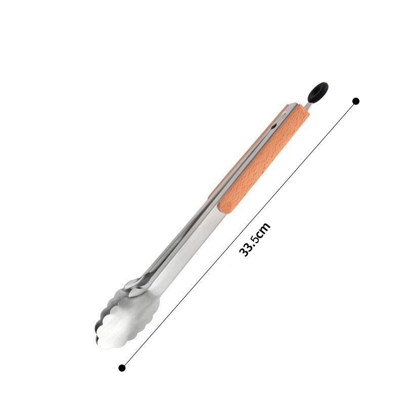 Pinza de Alimentos Multitamaño Haya + Acero 430 Color Madera