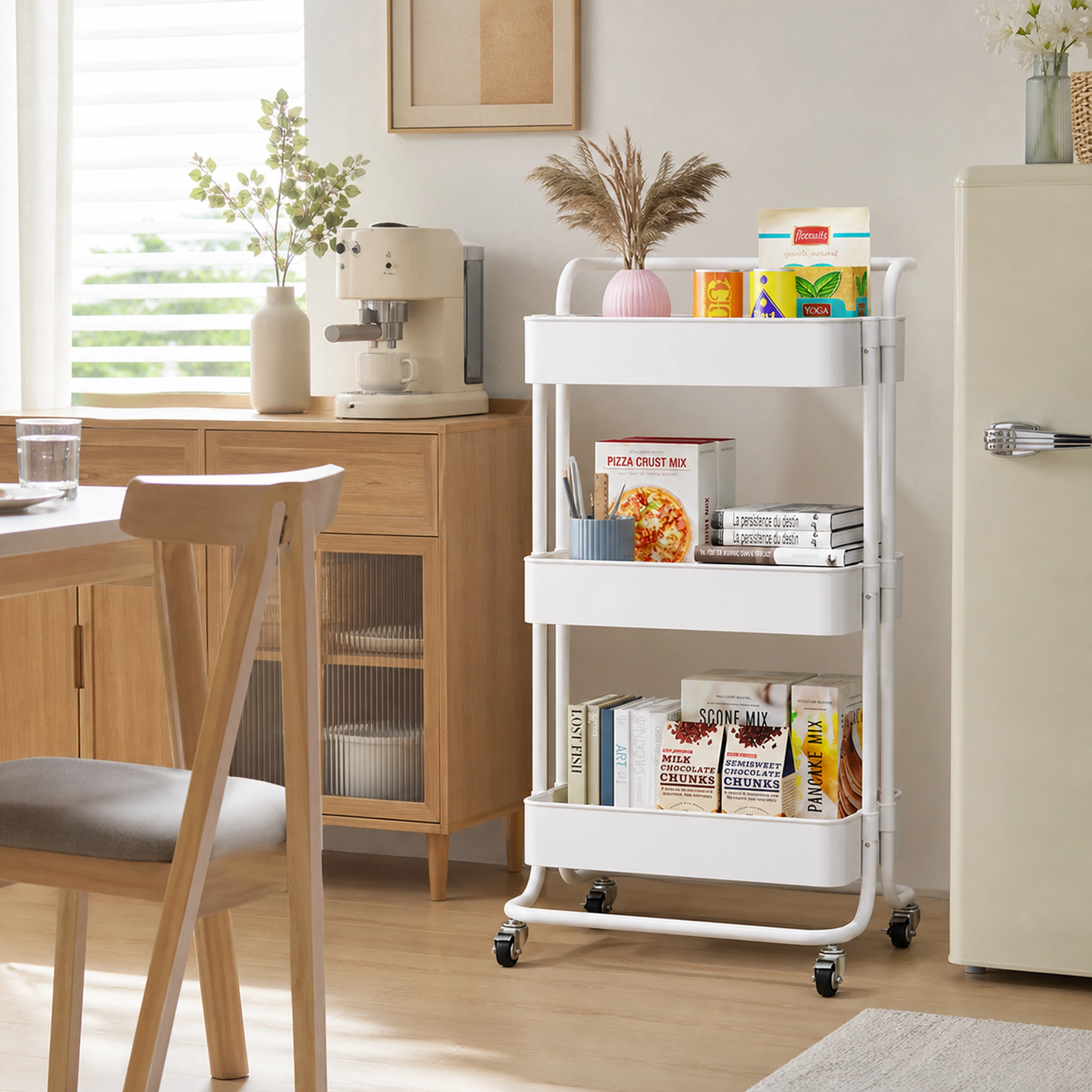 Carrito de almacenamiento 85*35*42cm Plástico+Tubo de acero