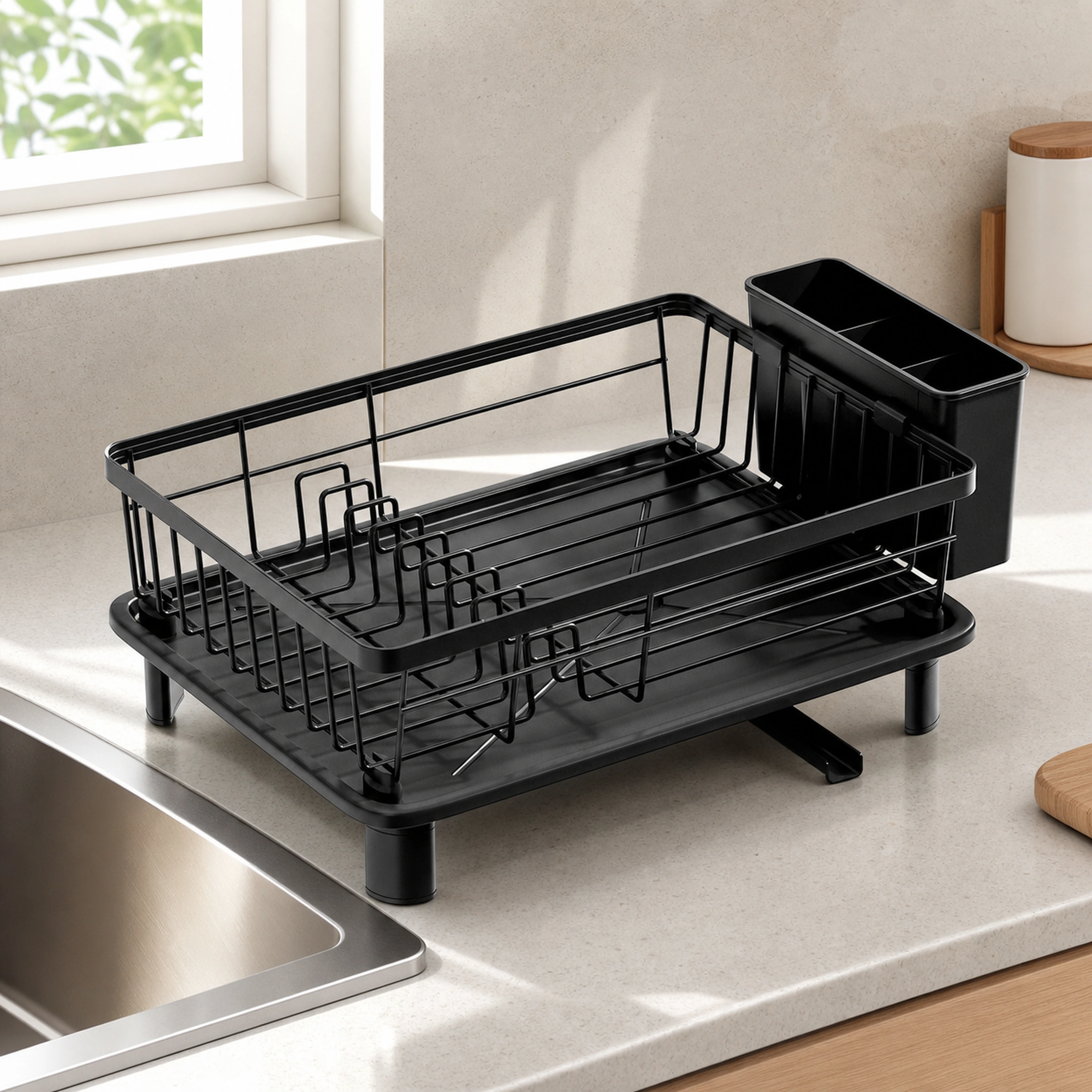 Estante Organizador de Cocina de Hierro Negro 17 x 28 x 38 cm