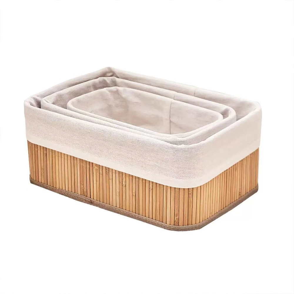 Cesta de Almacenamiento Set de 3 Piezas Tejido de Bambú