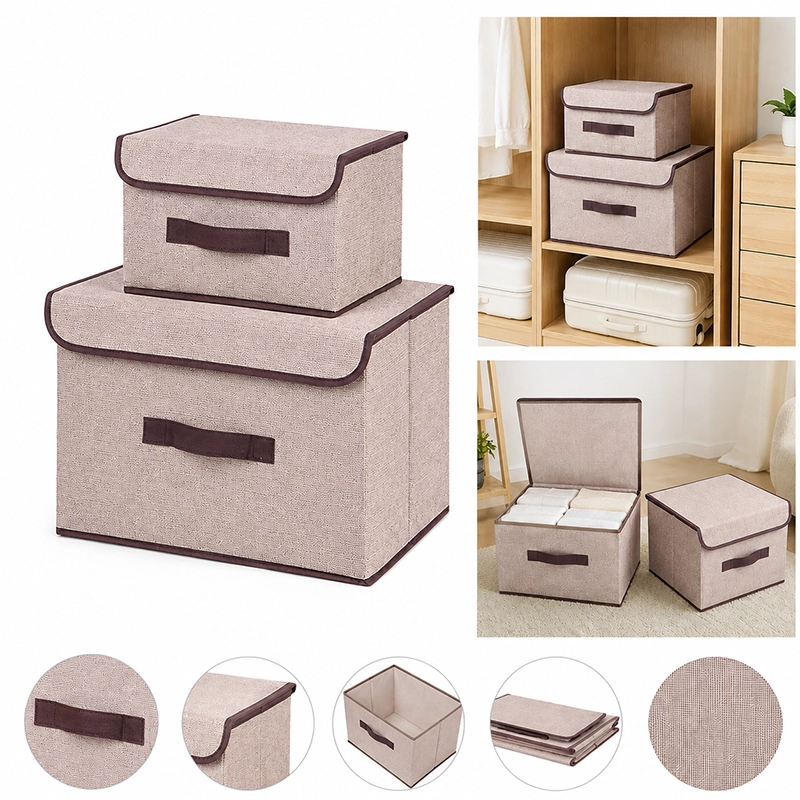 Cesto organizador 37x28x12cm de poliéster color blanco crema