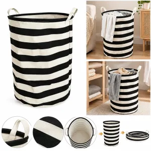 Bolsa organizadora 50x40x40cm de poliéster con rayas gruesas blancas y negras