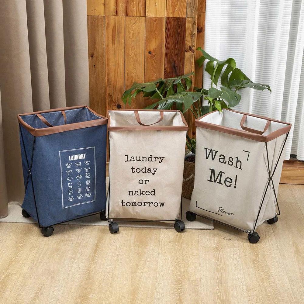 Cesto de ropa sucia plegable impermeable 40×28×58 cm de poliéster para baño image 1