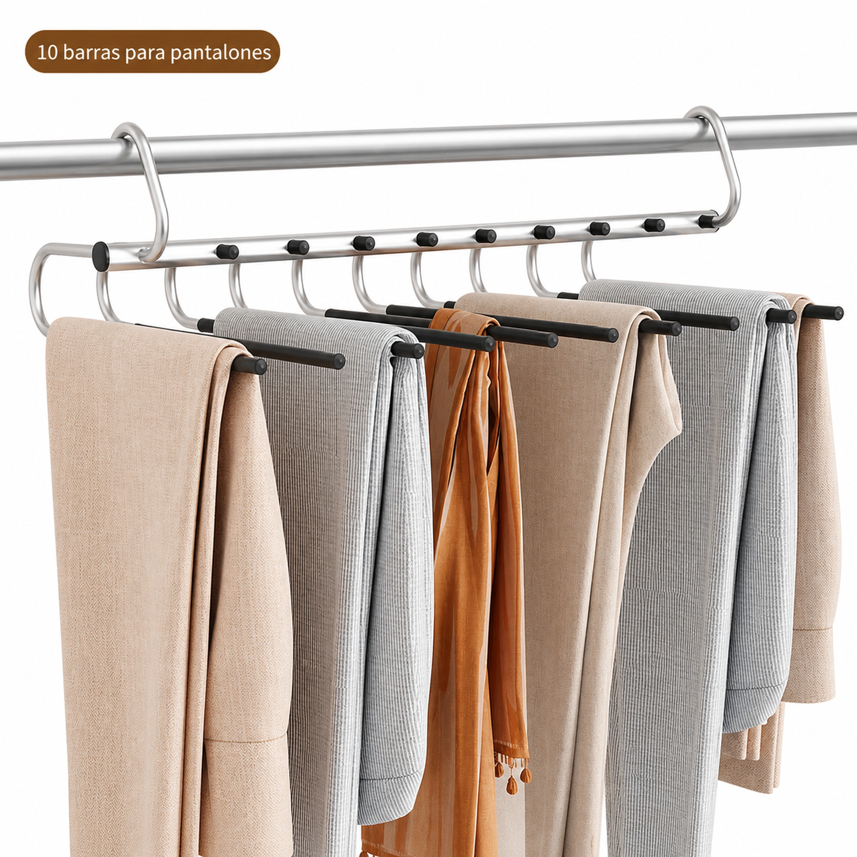 Organizador de pantalones 10 capas 49*32*15cm Acero inoxidable+PP image 2