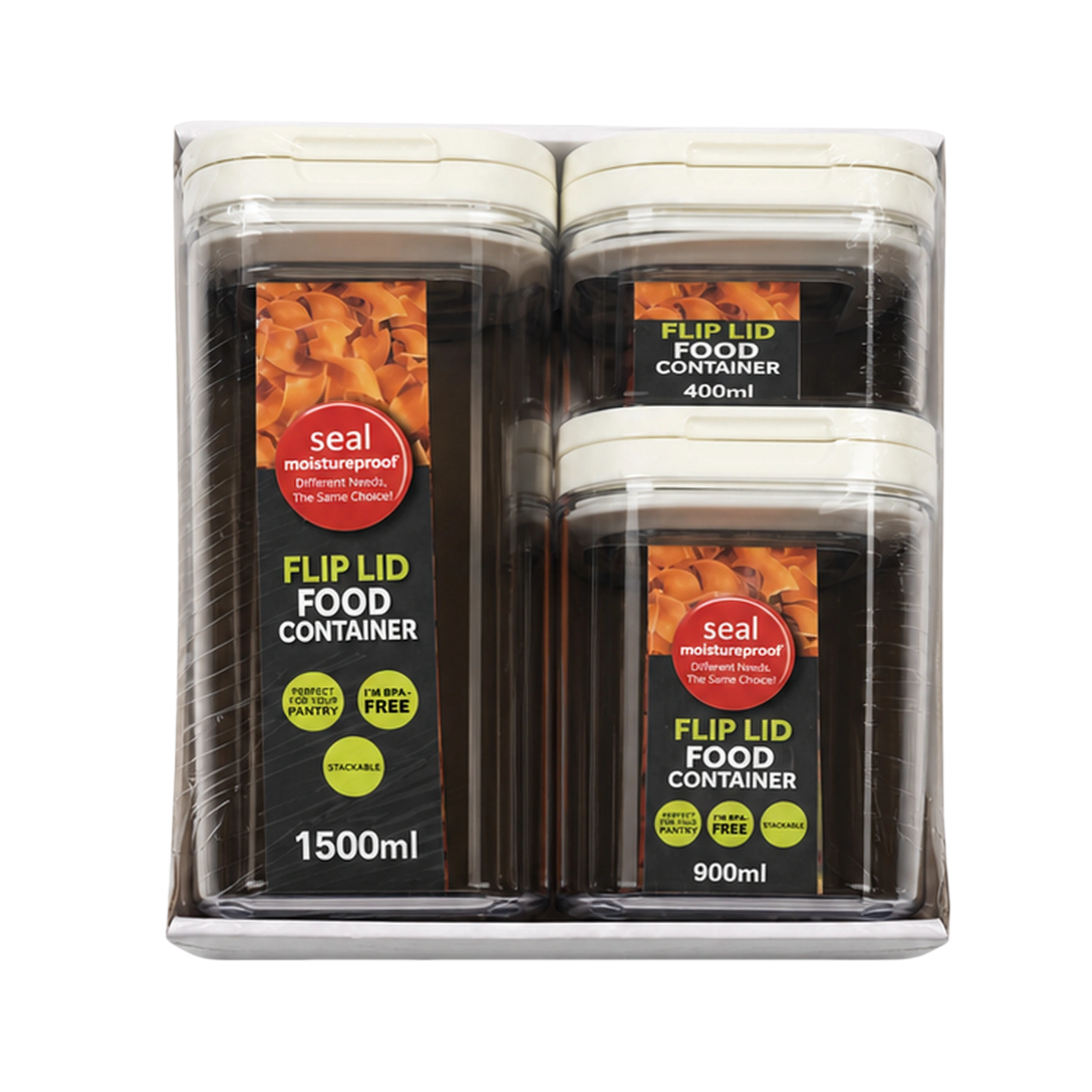 Recipiente hermético 1500ml+900ml+400ml Plástico