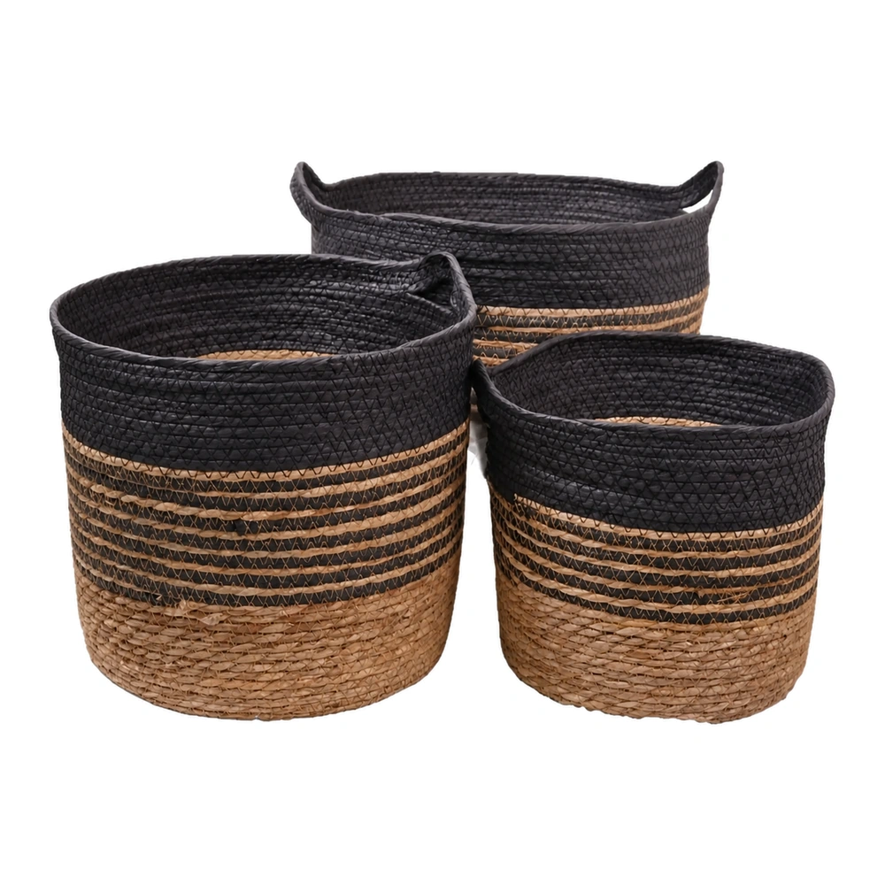 Cesta de almacenamiento set de 3 piezas de paja tejida para ropa