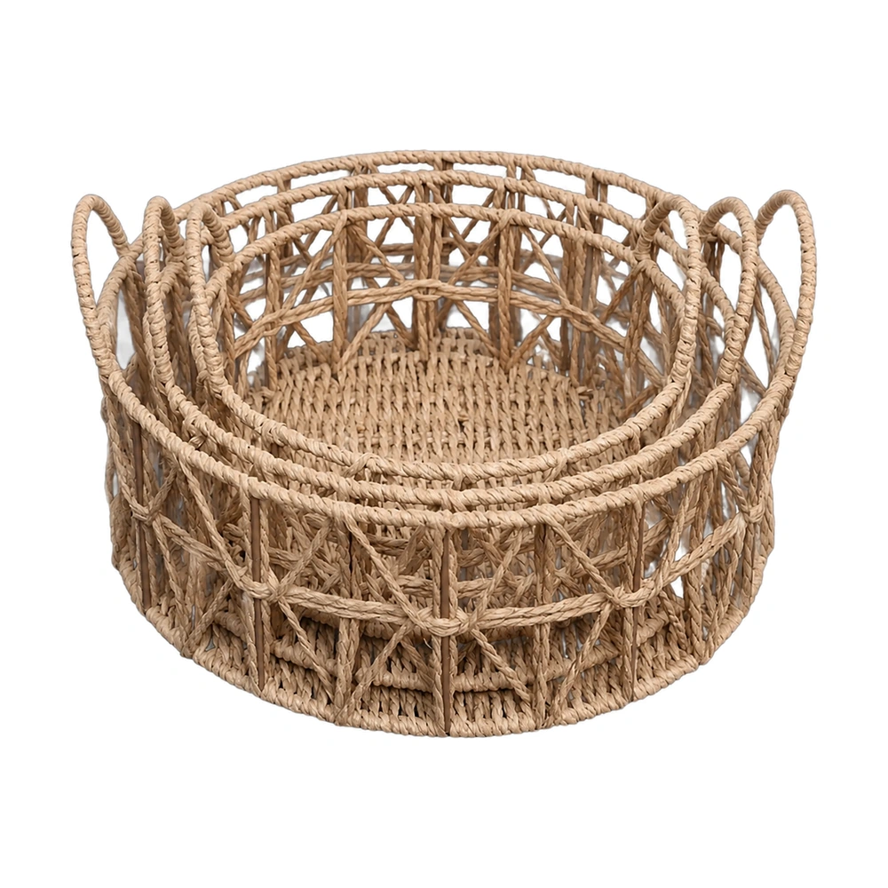 Cesta de almacenamiento set de 3 piezas de paja tejida para ropa image 2