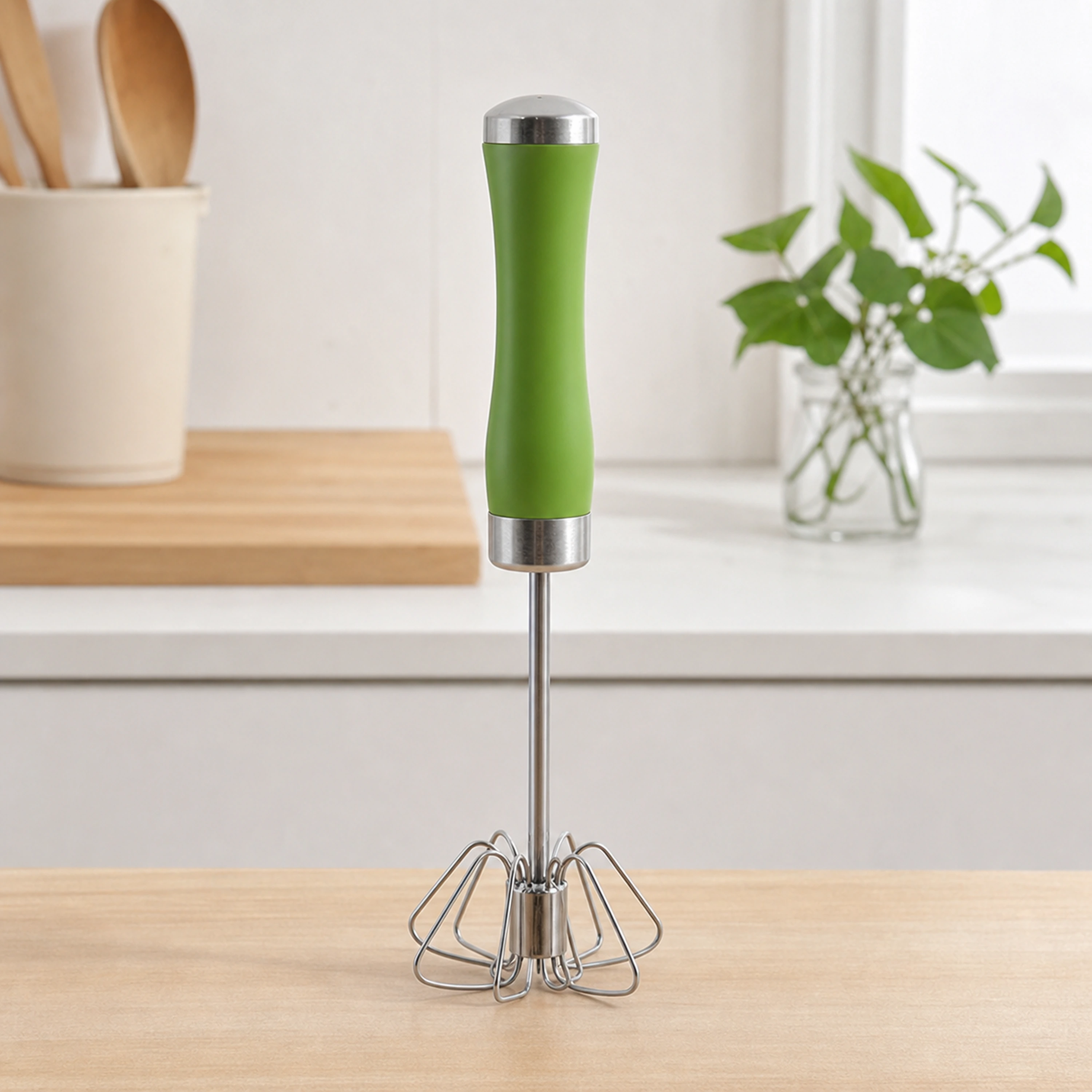 Batidor para Preparar Alimentos de Plástico y Acero Inoxidable