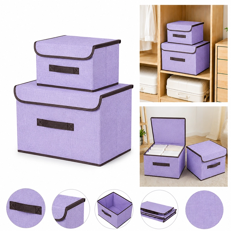 Cesto organizador 37x28x12cm de poliéster color morado