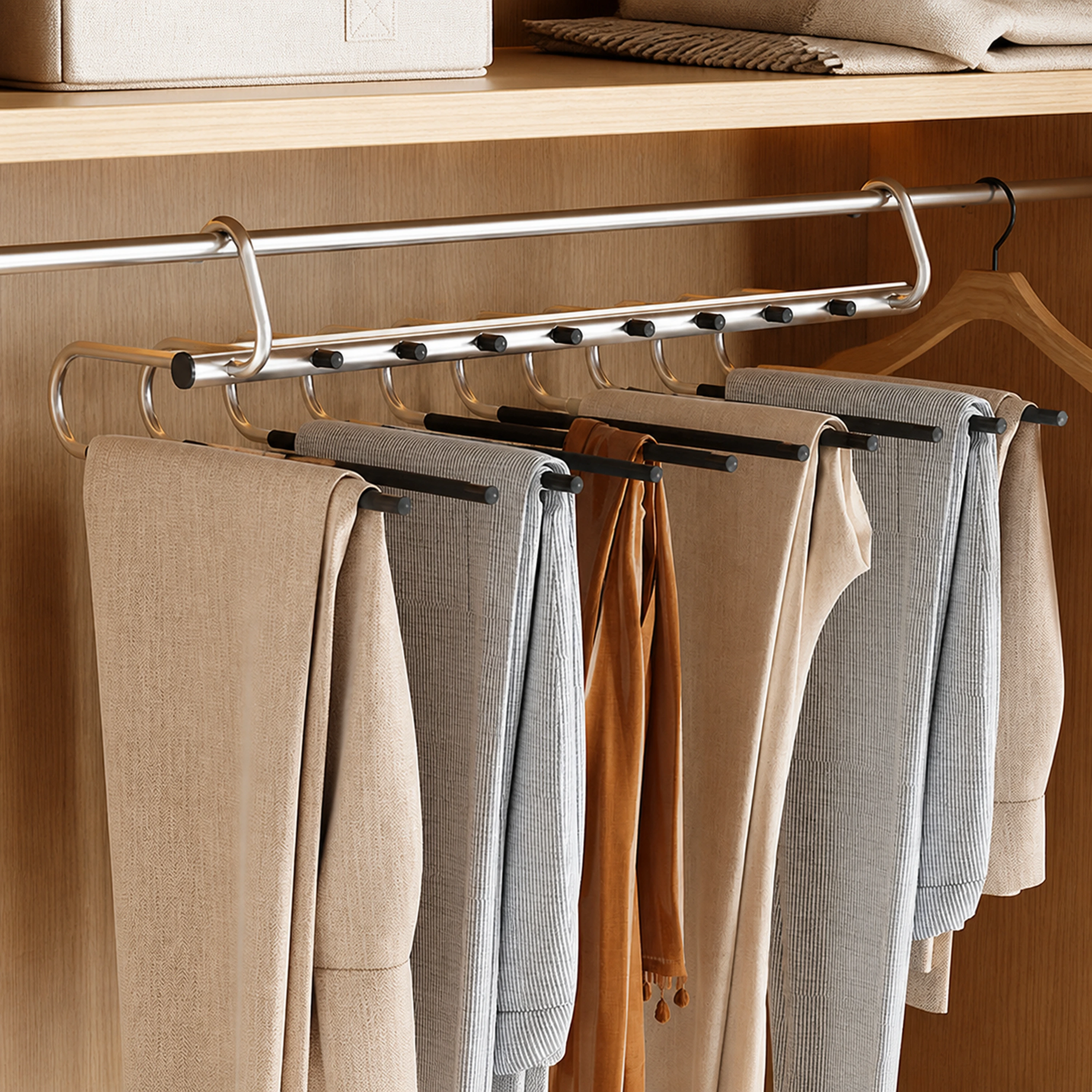 Organizador de pantalones 10 capas 49*32*15cm Acero inoxidable+PP image 1