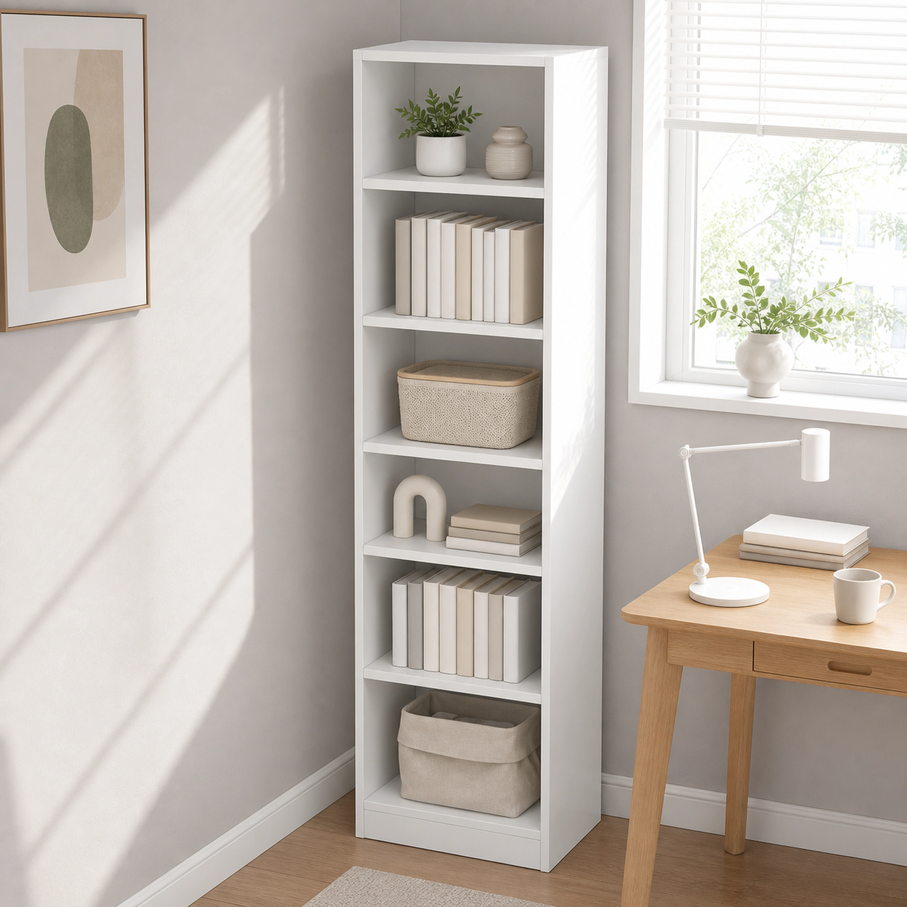 Estantería 180*30*24cm Tablero de densidad+MDF Blanco