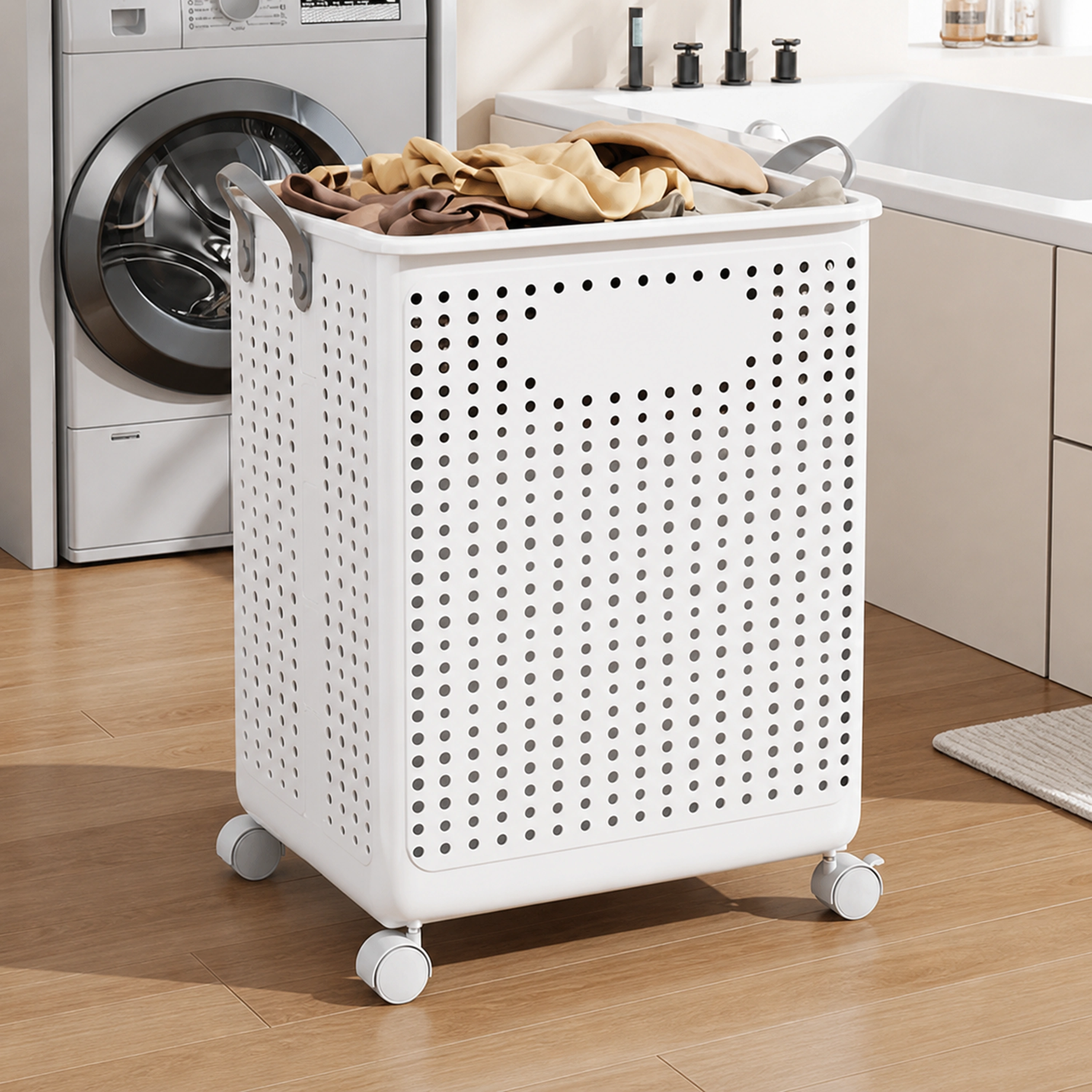 Cesta de ropa sucia 31*37.7*50cm Grande con ruedas Plástico image 1