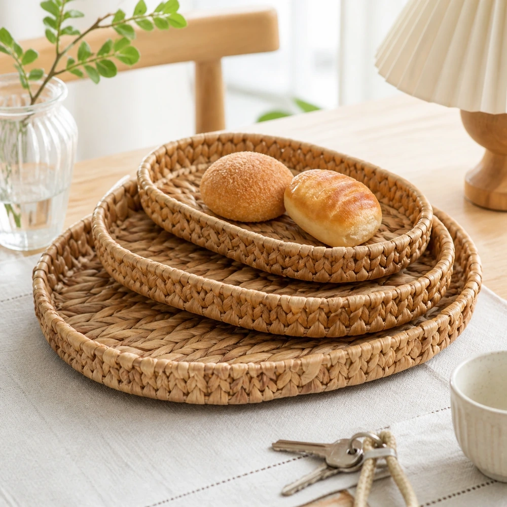 Cesta de almacenamiento set de 3 piezas de paja tejida para ropa