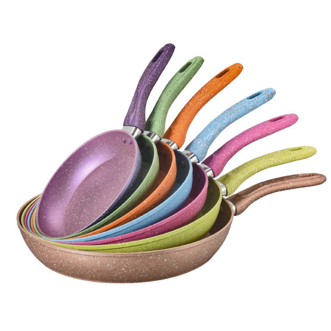 Sartén Antiadherente de Aluminio Multicolor con Fondo Plano, Compatible con Inducción