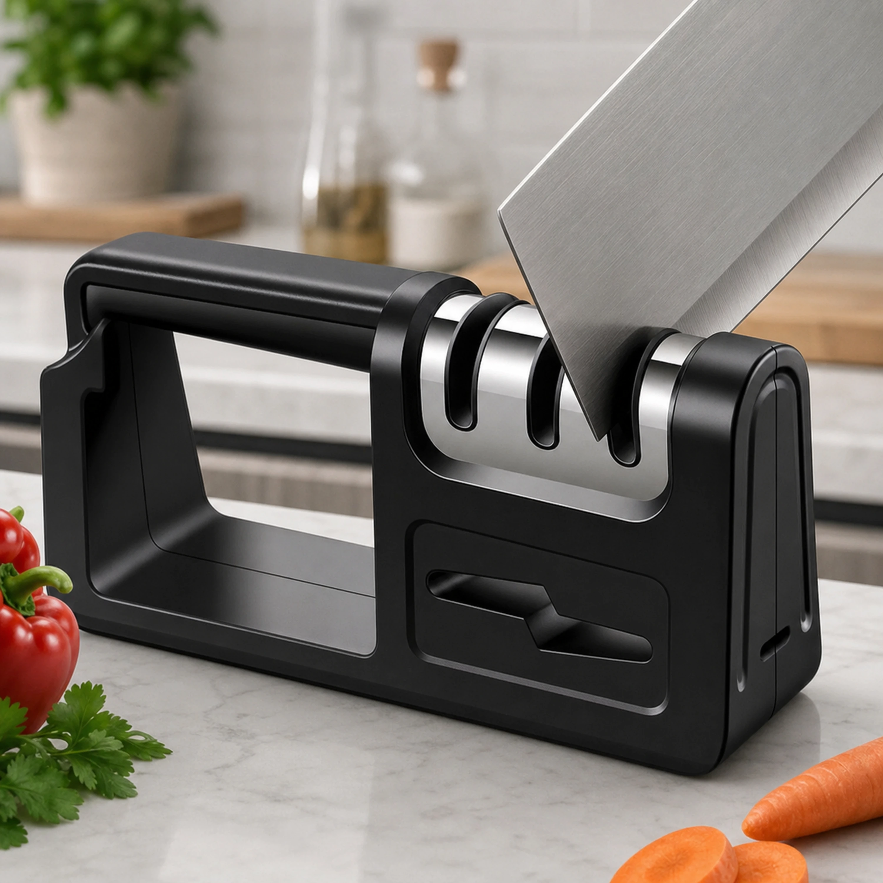 Afilador de Cuchillos de Cocina de Hierro Negro image 1