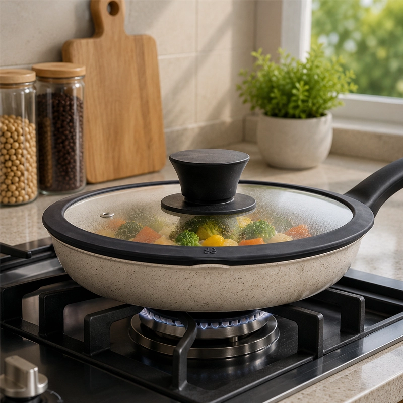 Tapa para Olla 18cm Vidrio + Silicona Negro