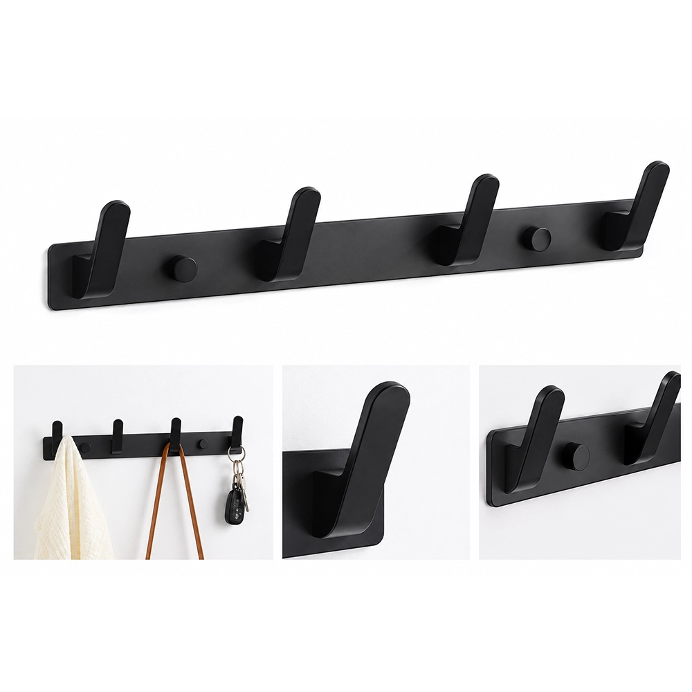 Colgador de Pared 34*5.7cm Aleación de Aluminio sin Perforación Negro