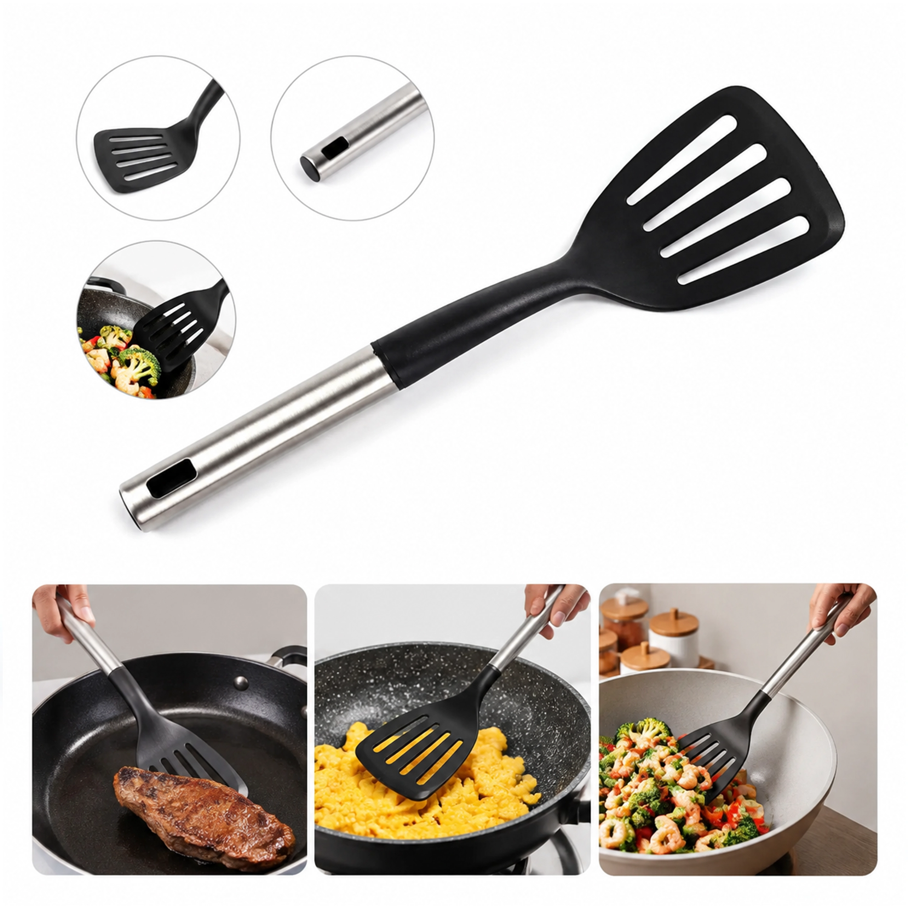 Utensilios de Cocina para Preparar Alimentos de Silicona y Hierro