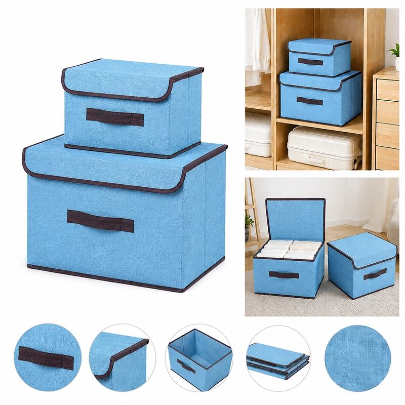 Cesto organizador 37x28x12cm de poliéster color azul