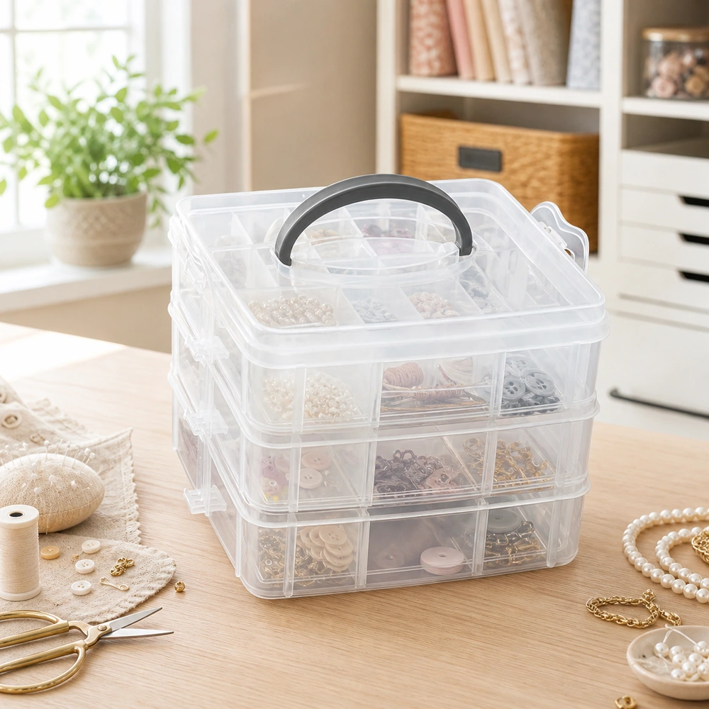 Caja de almacenamiento 15.5×16×13 cm de plástico para ropa