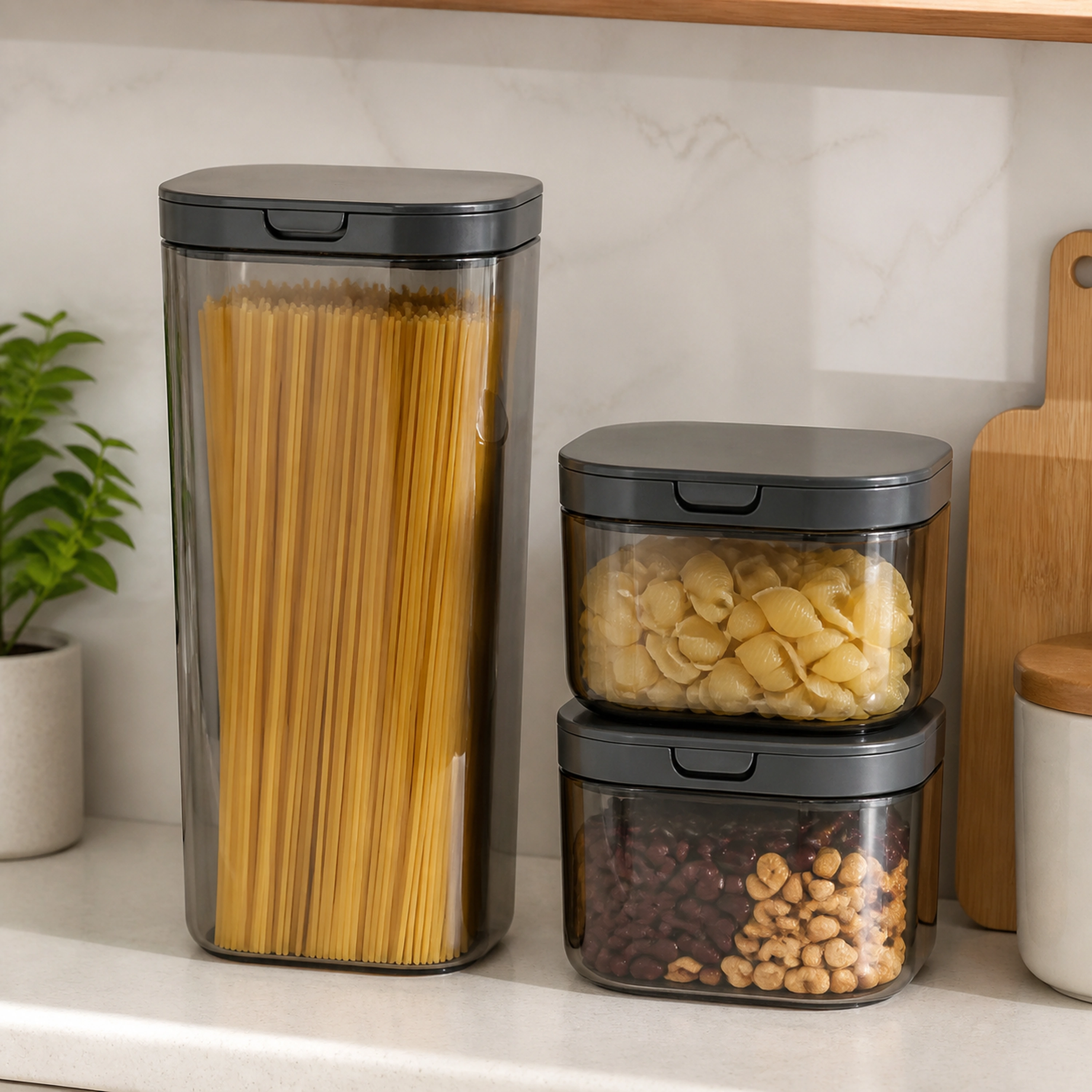 Recipiente hermético 1500ml+900ml+400ml Plástico