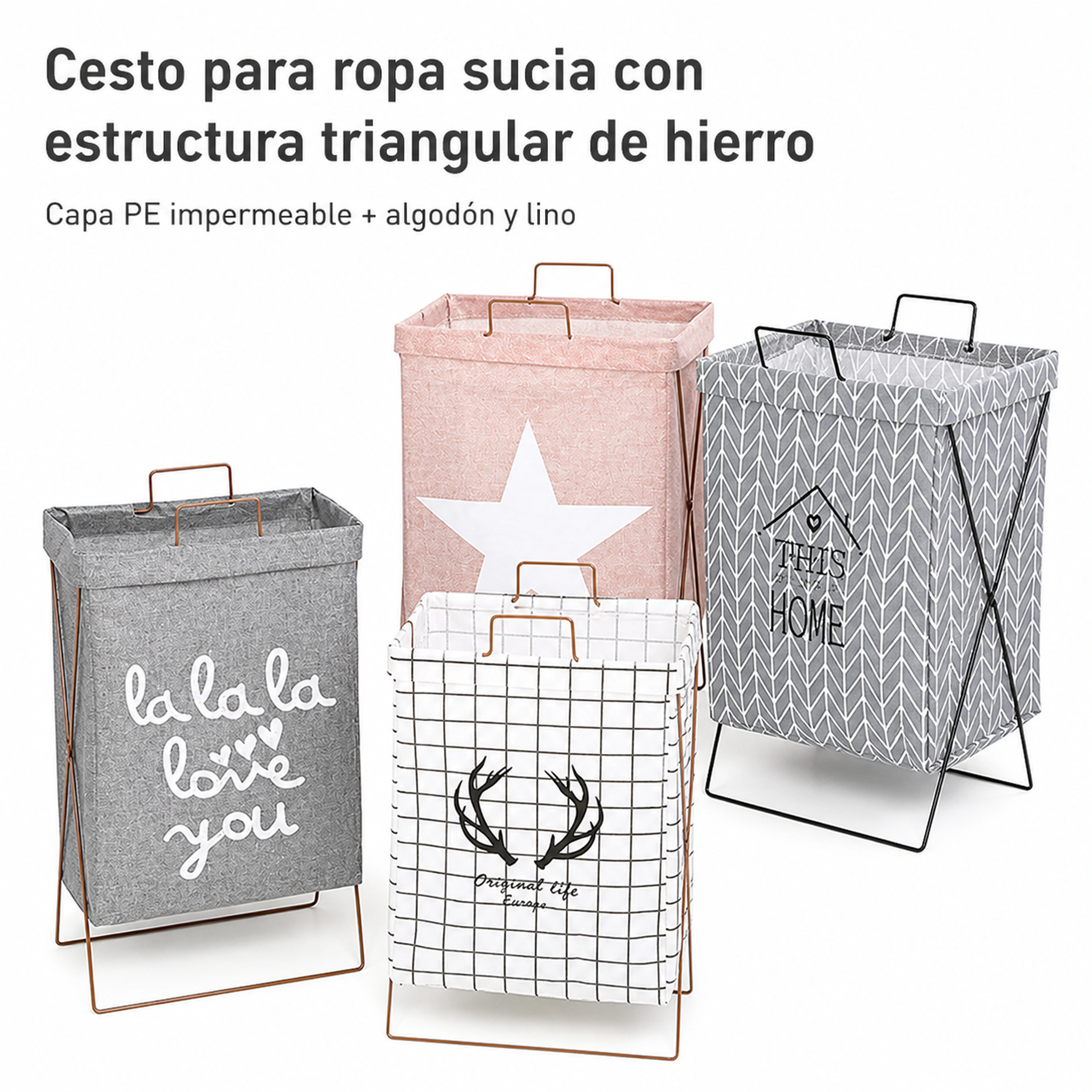 Canasta de ropa sucia 35*26*65cm Tela no tejida+Hierro