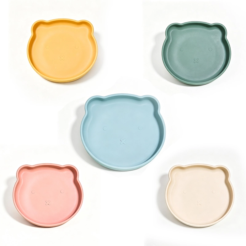 Juego de Utensilios de Silicona para Bebés, 16*17.5cm, Plato Grado Alimenticio para Papillas