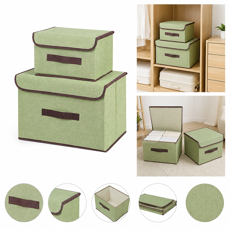 Cesto organizador 37x28x12cm de poliéster color verde claro