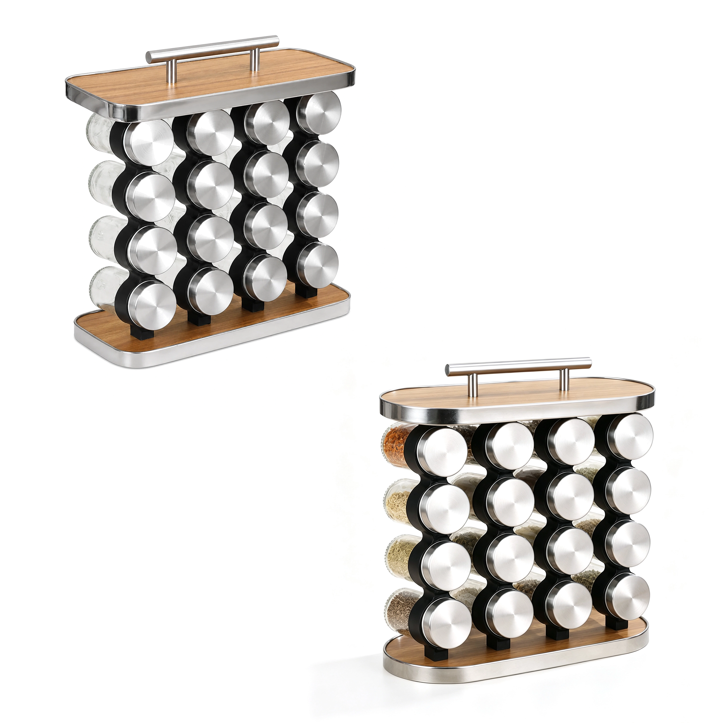 Juego de Frascos para Condimentos de Cocina de Vidrio, Madera y Acero Inoxidable image 2