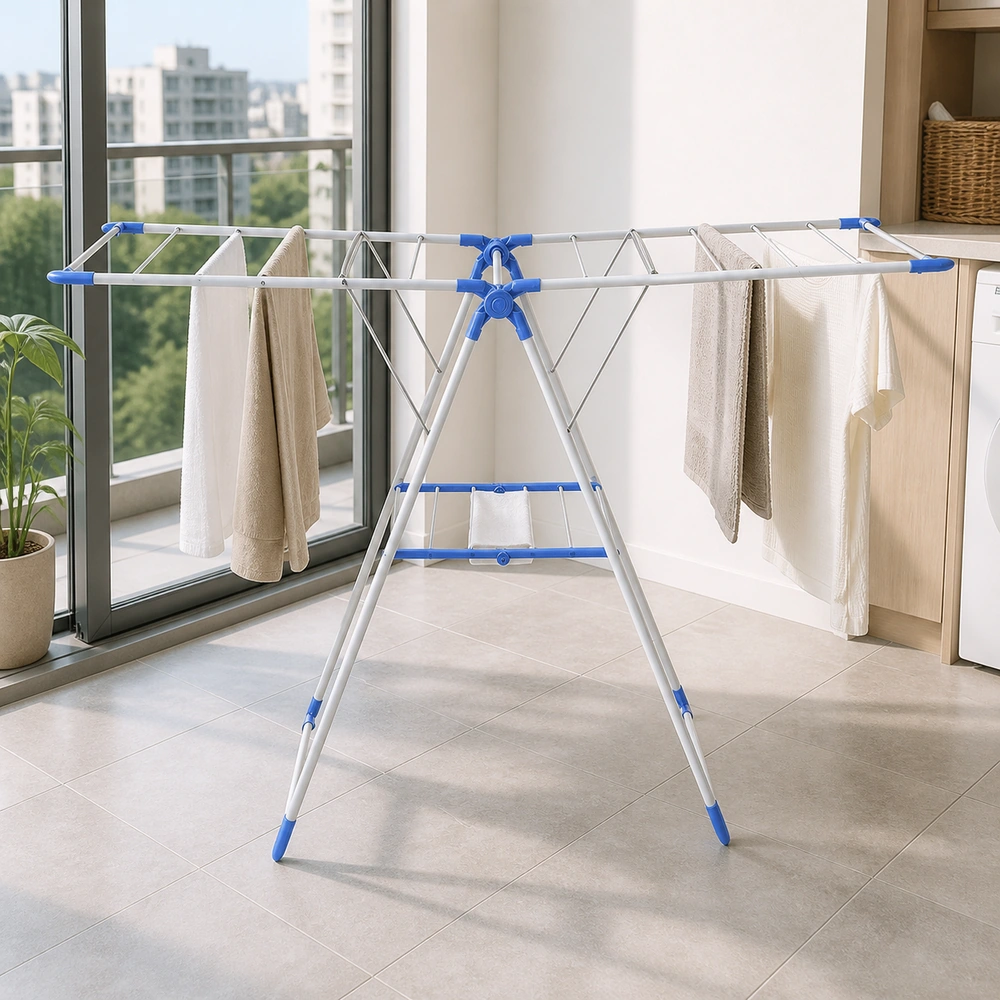 Tendedero 133×58×95 cm de hierro para dormitorio