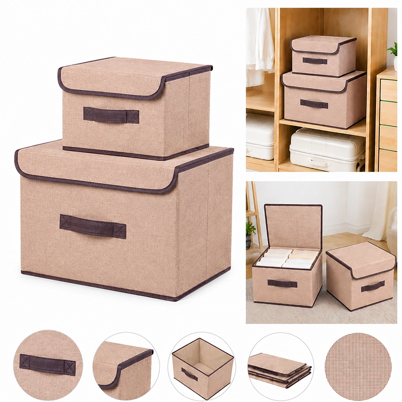 Cesto organizador 37x28x12cm de poliéster color amarillo claro