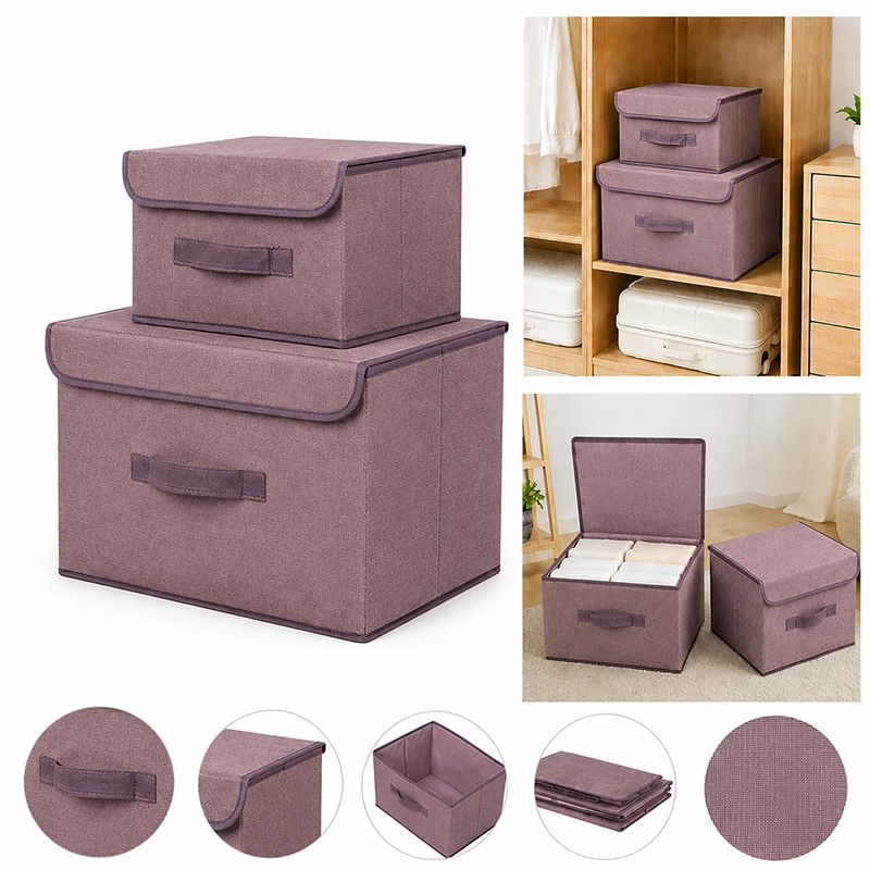 Cesto organizador 37x28x12cm de poliéster color café