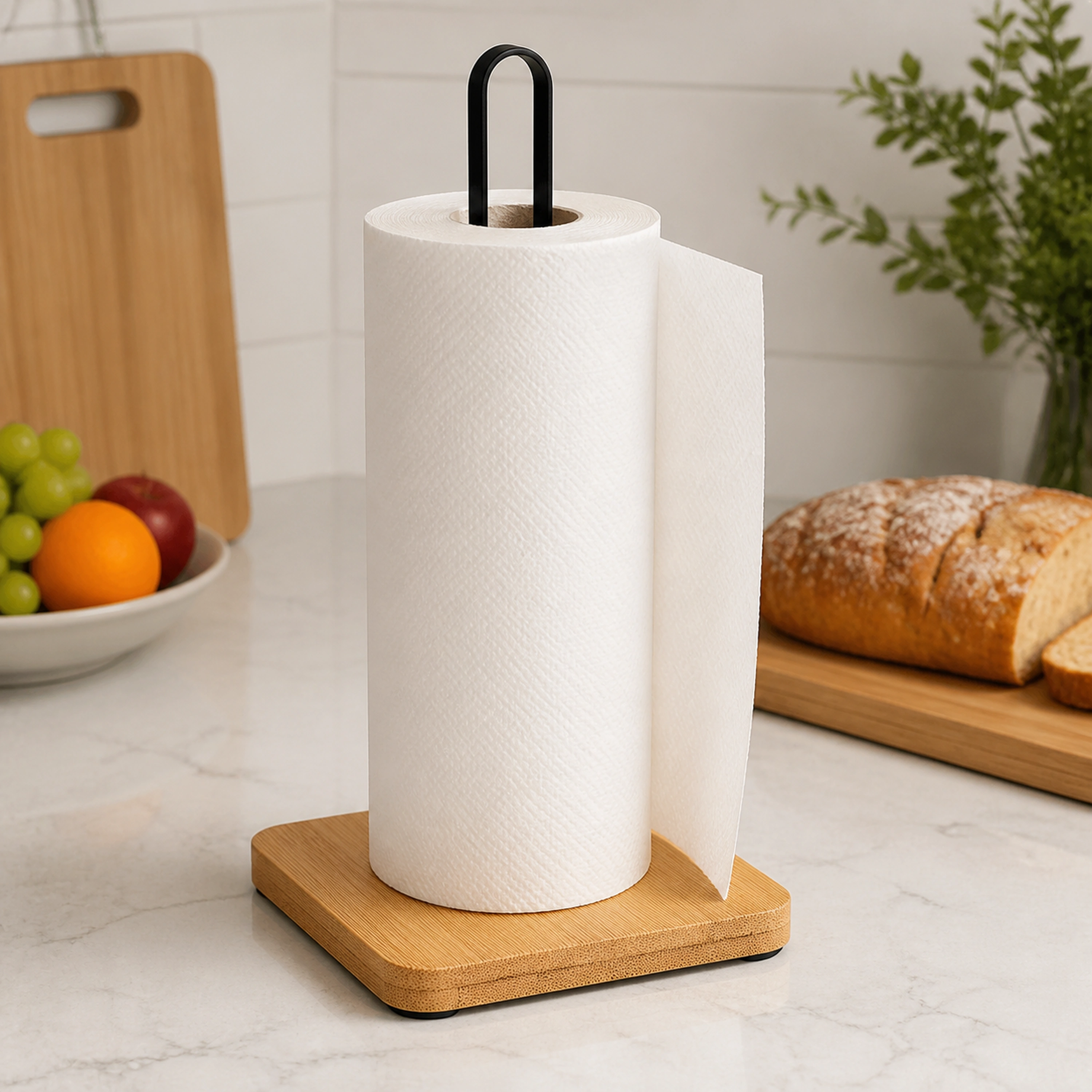 Portarrollos 15*15*33cm Hierro+Madera