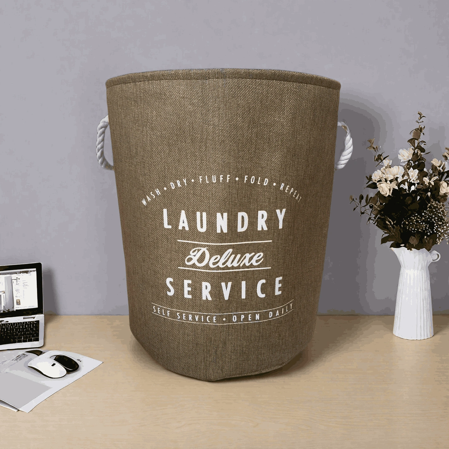 Cesto de ropa sucia 40×50 cm de poliéster para baño
