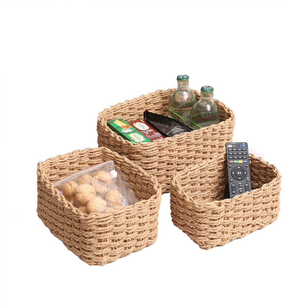 Cesto organizador de cuerda de papel juego de 3 piezas (S/M/L)