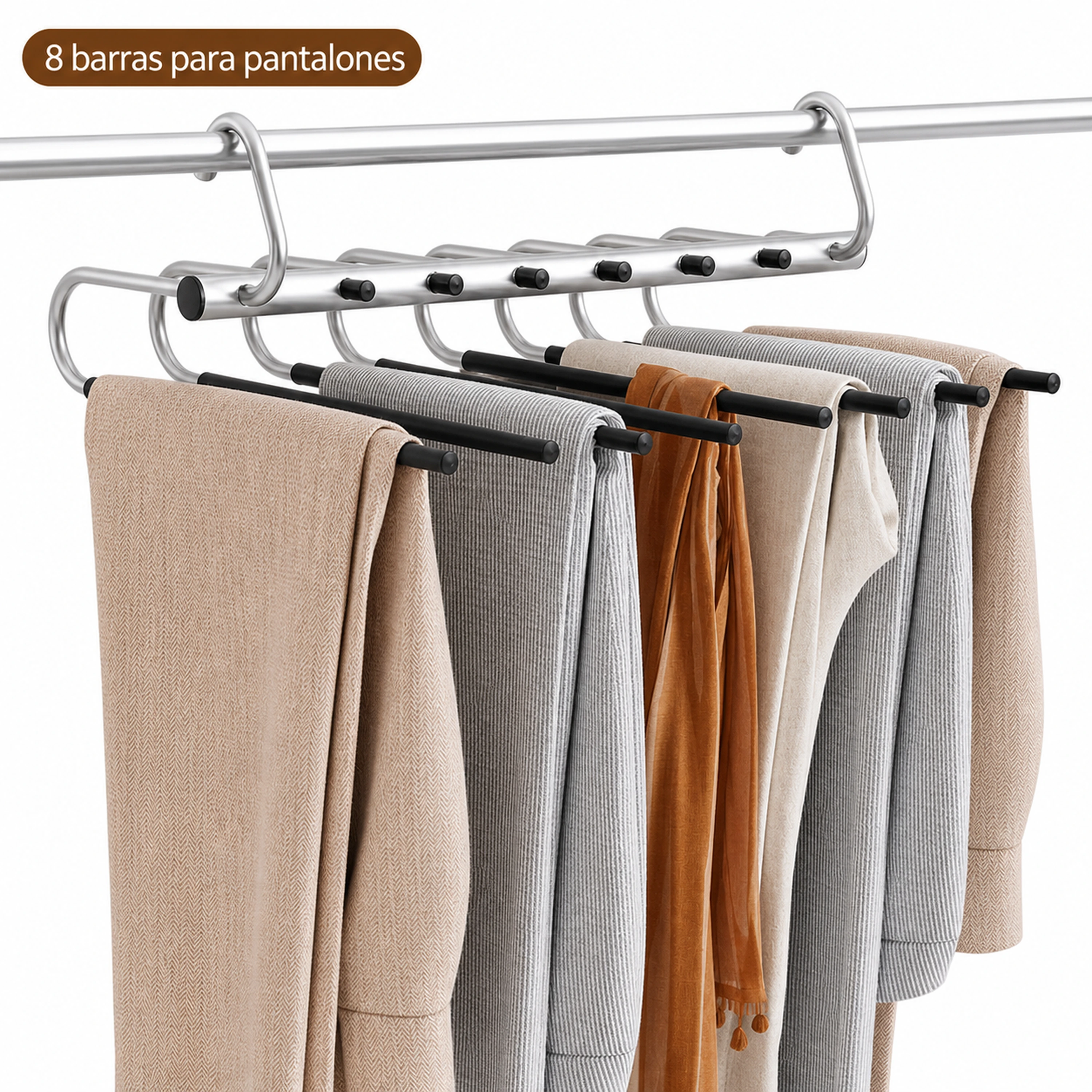 Organizador de pantalones 8 capas 39*32*15cm Acero inoxidable+PP