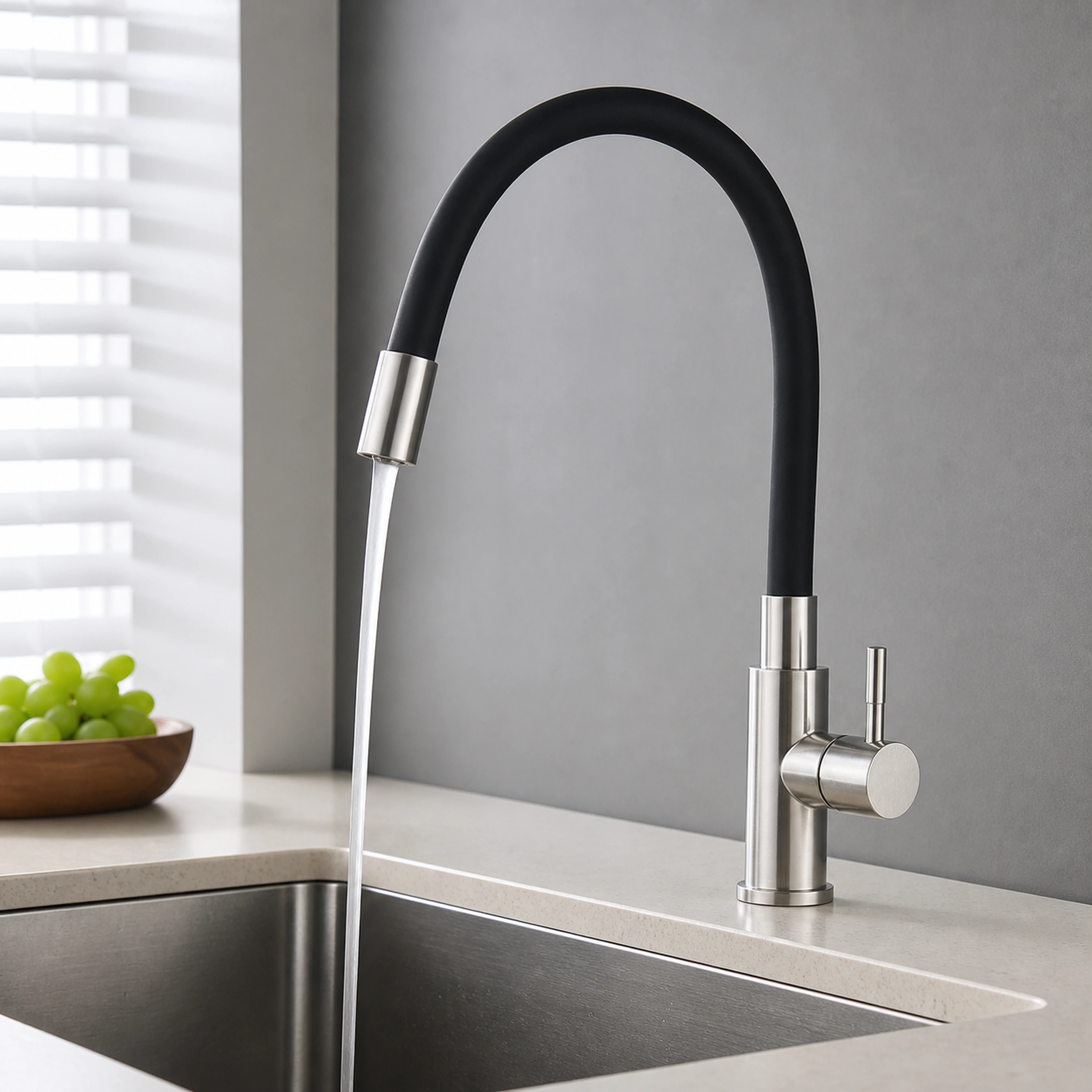 Grifo de Cocina de Aleación de Zinc y Plástico Negro