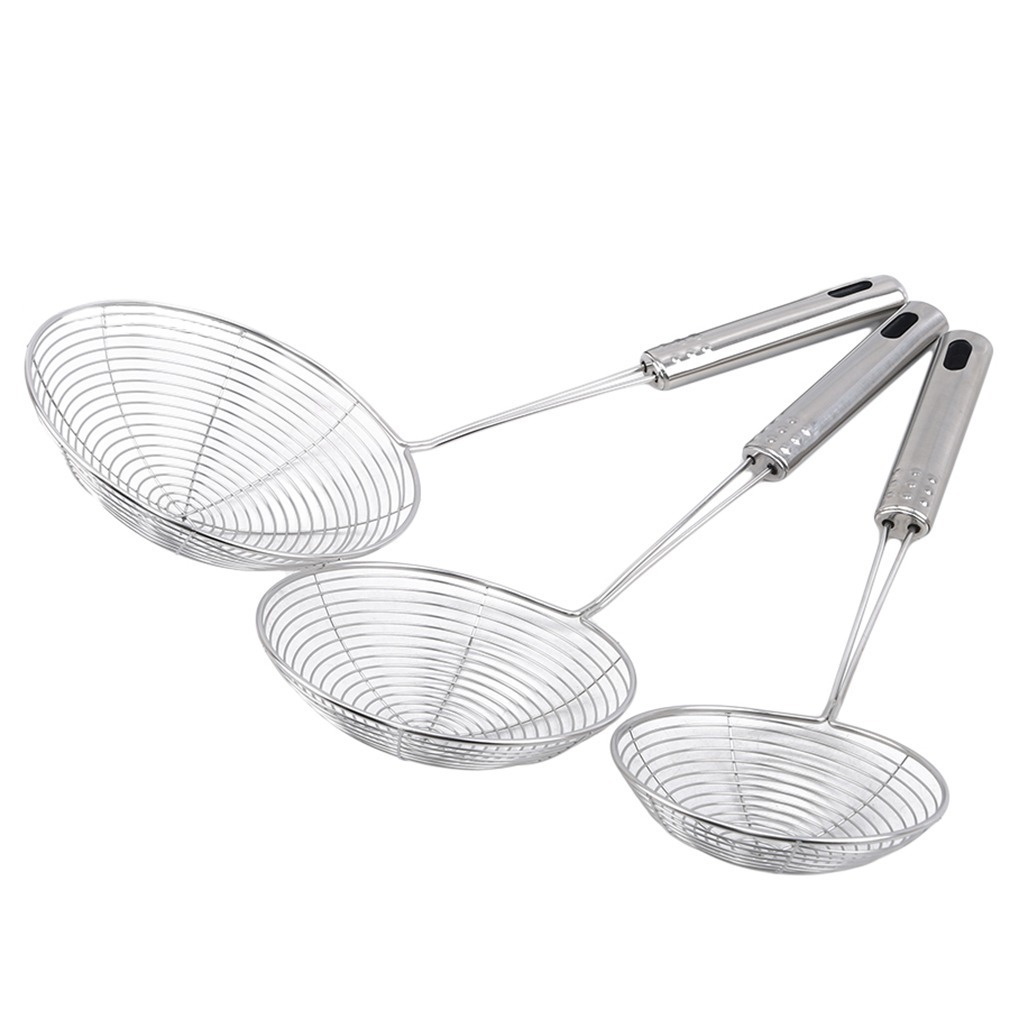 Colador 15/17/21 cm madera, acero inoxidable para filtrar y sacar en cocina
