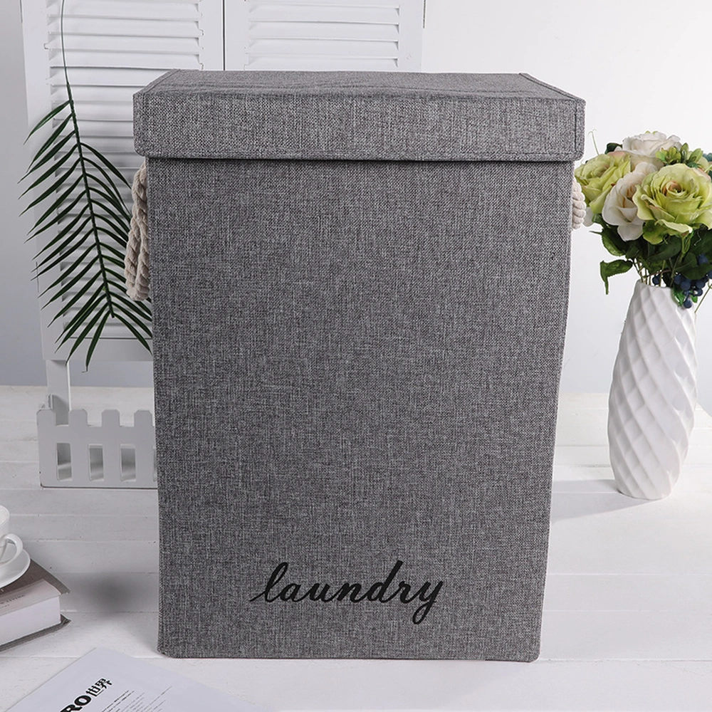 Cesto de ropa sucia con tapa 40×30×60 cm de poliéster para baño