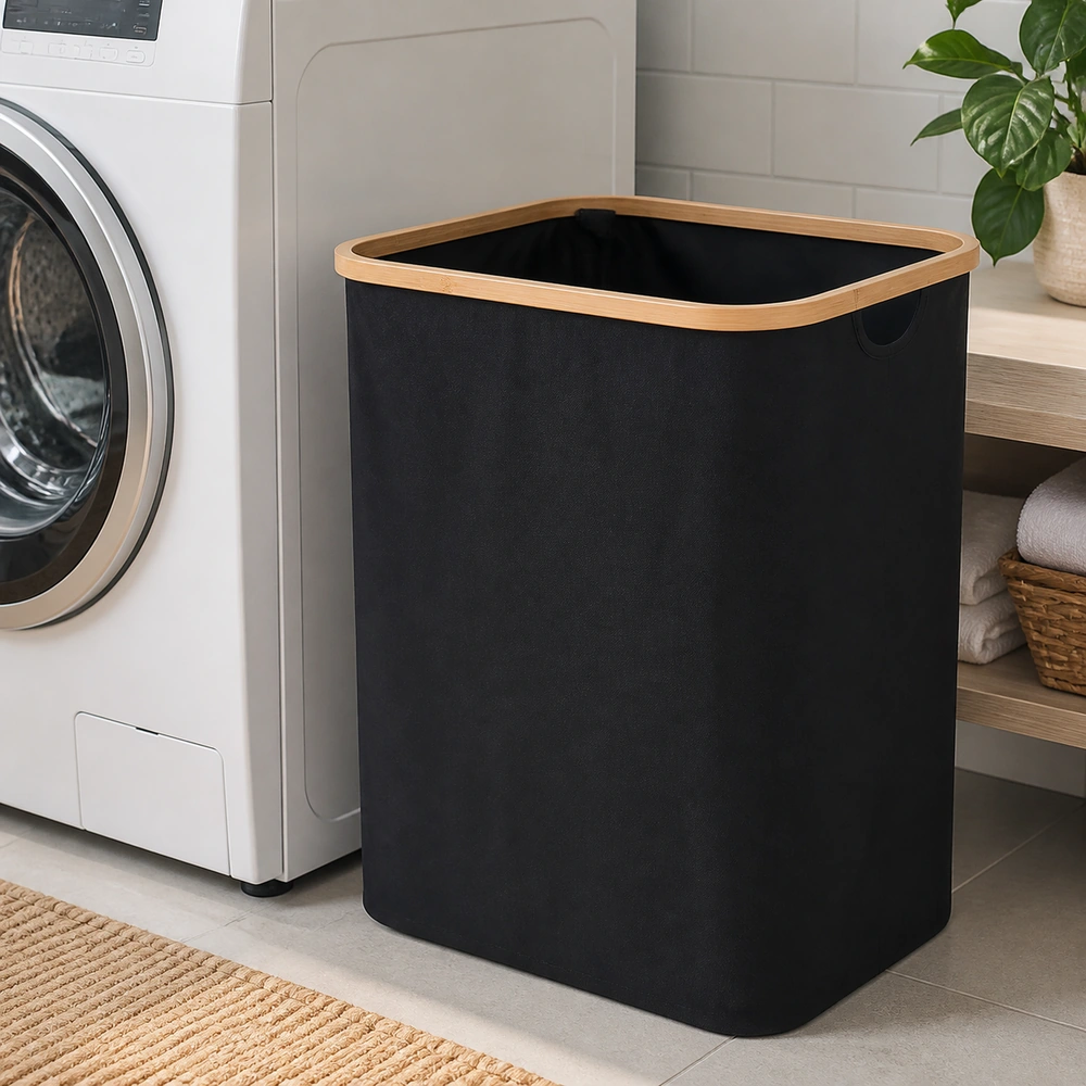 Cesto de ropa sucia 44×33×48 cm de poliéster para baño