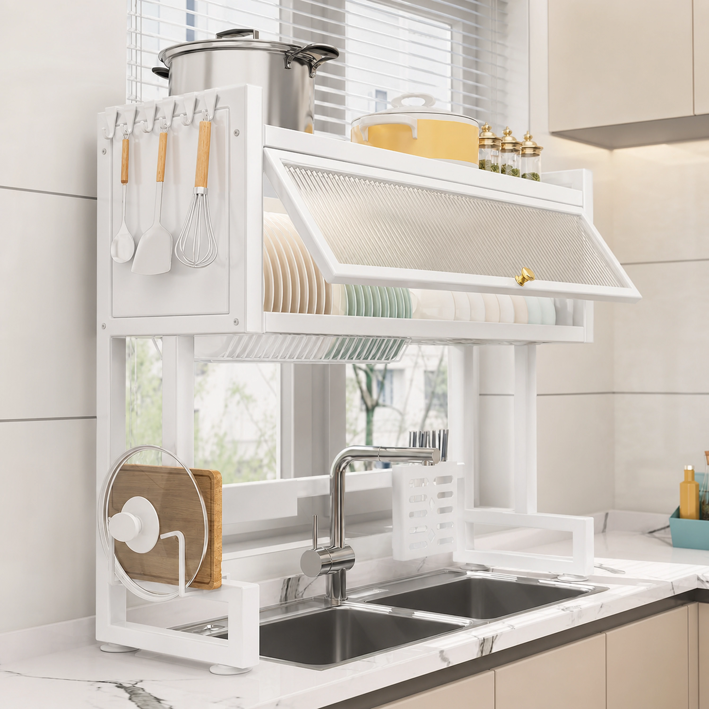 Organizador de Platos y Tazas de Cocina de Acero al Carbono Varios Colores image 1