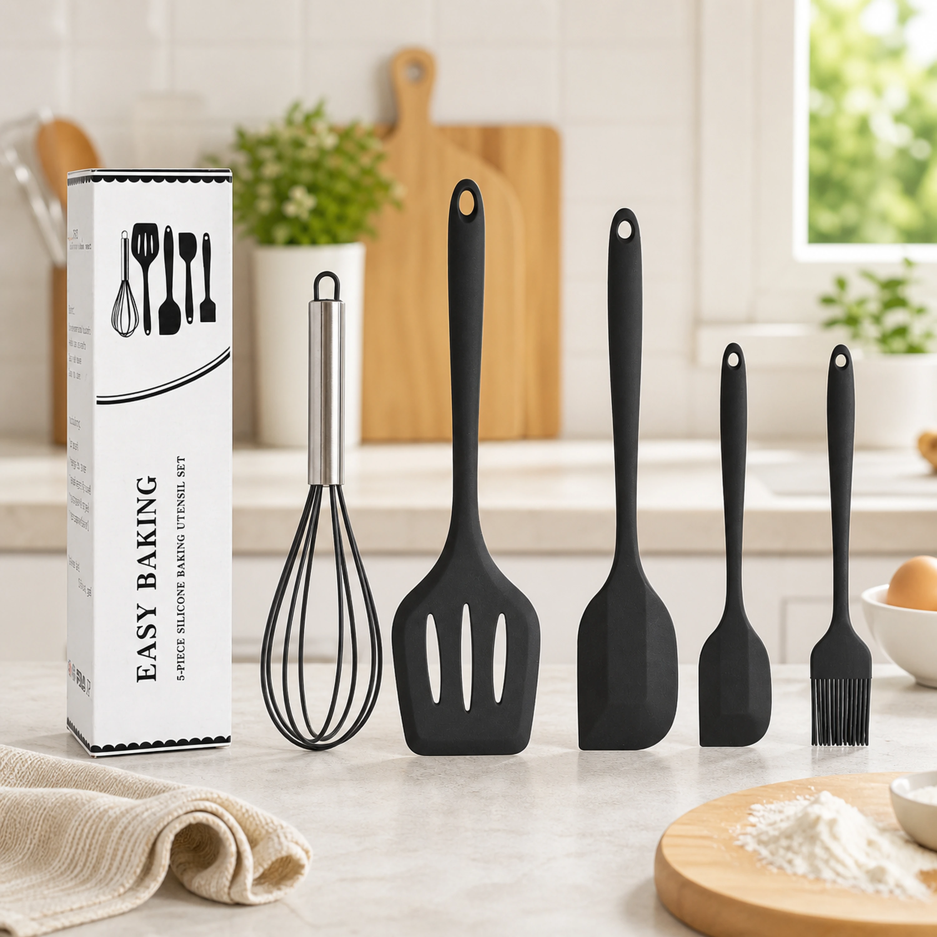 Set repostería silicona batidor brocha espátula 5 piezas
