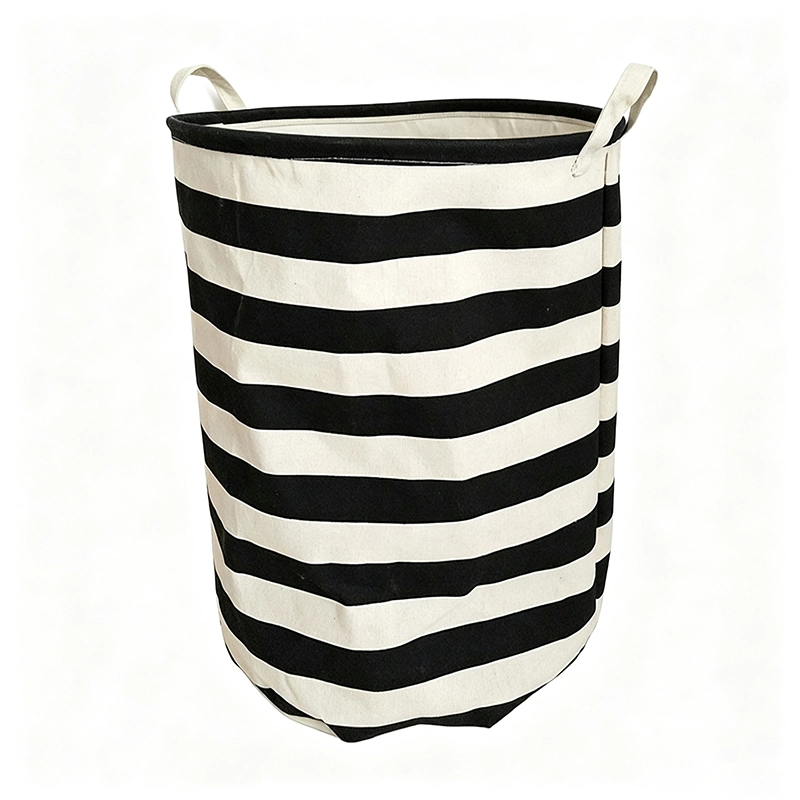 Bolsa organizadora 50x40x40cm de poliéster con rayas gruesas blancas y negras image 2