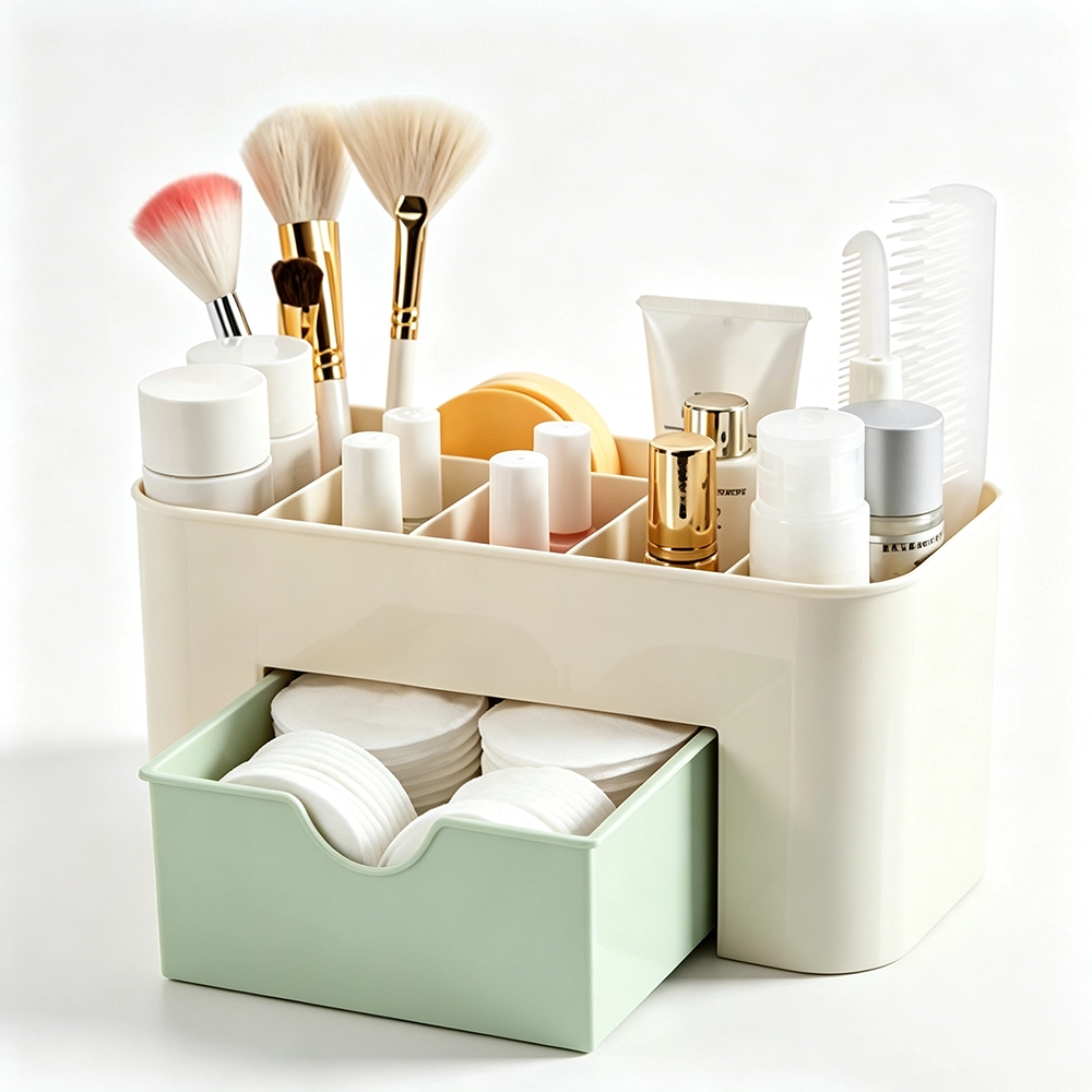 Caja organizadora 20.5x10x8.5cm de plástico color verde claro
