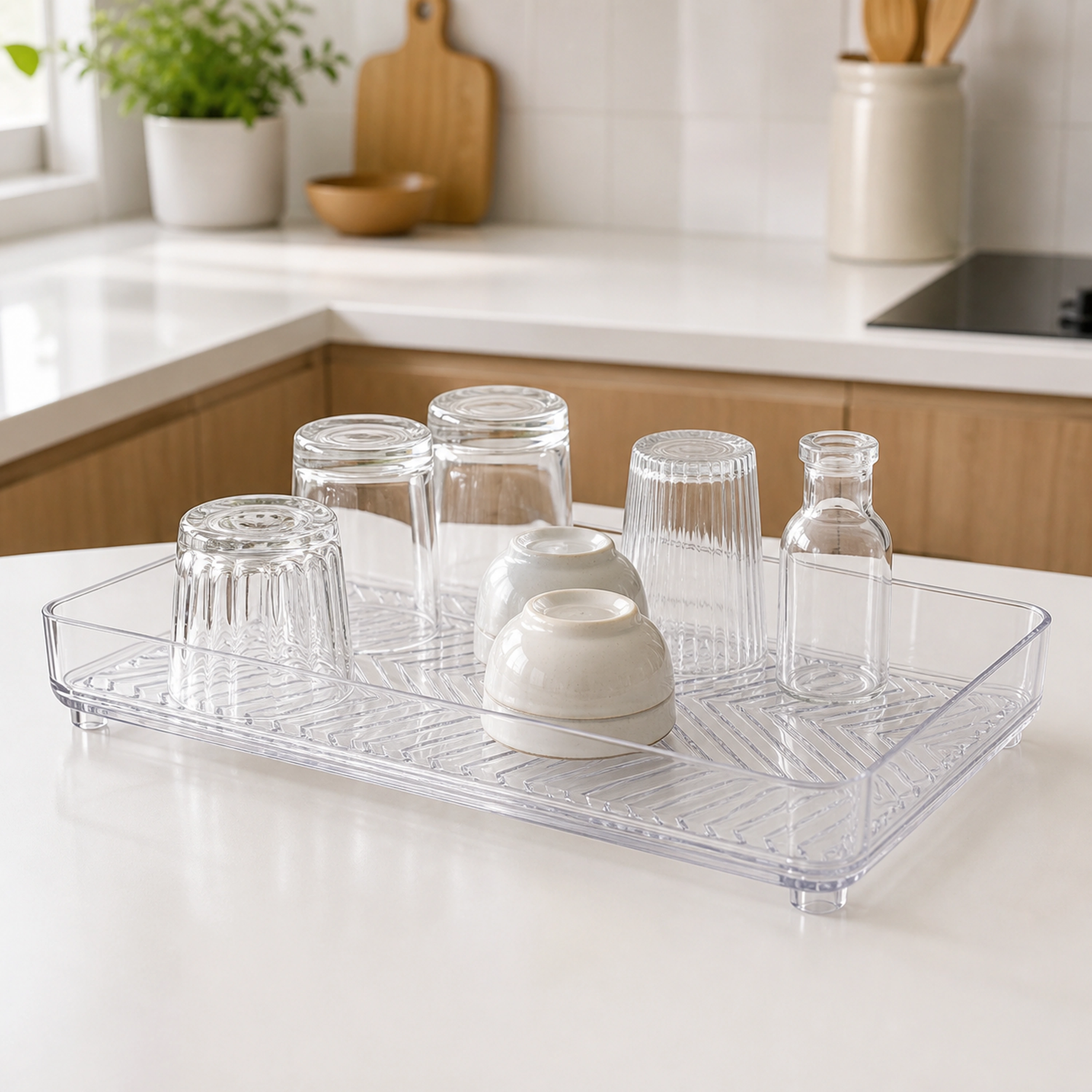 Portavasos 38*28.5*9cm Plástico Blanco transparente