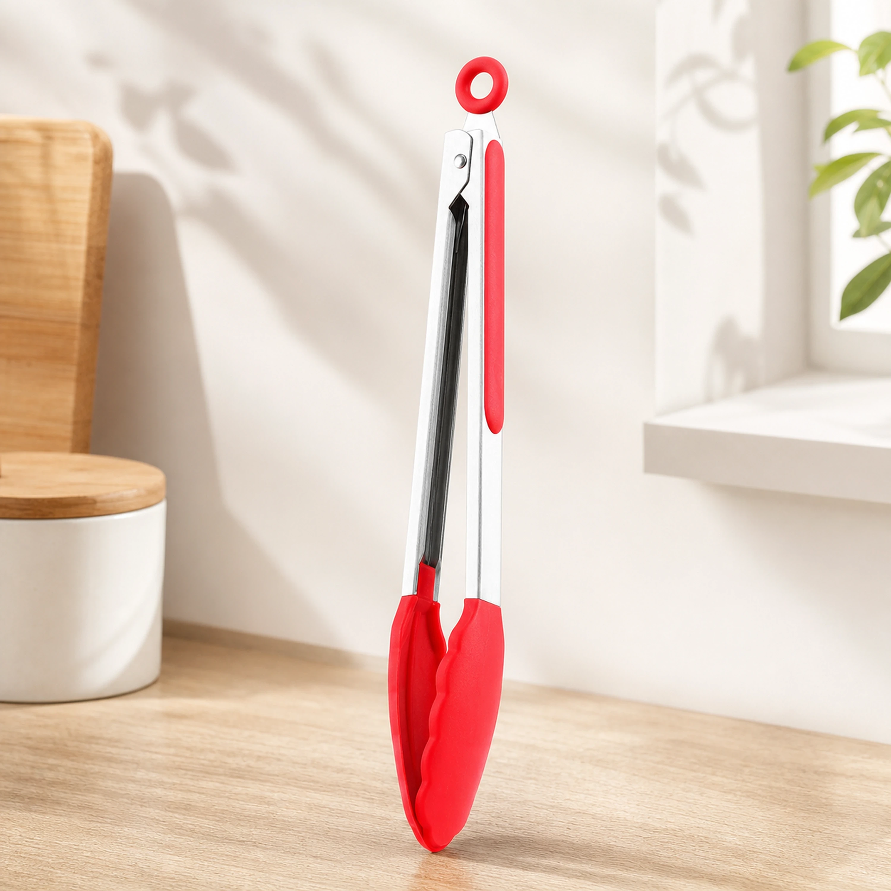 Pinza para Alimentos para Preparar Alimentos de Silicona y Acero Inoxidable Negro / Blanco / Rojo image 1
