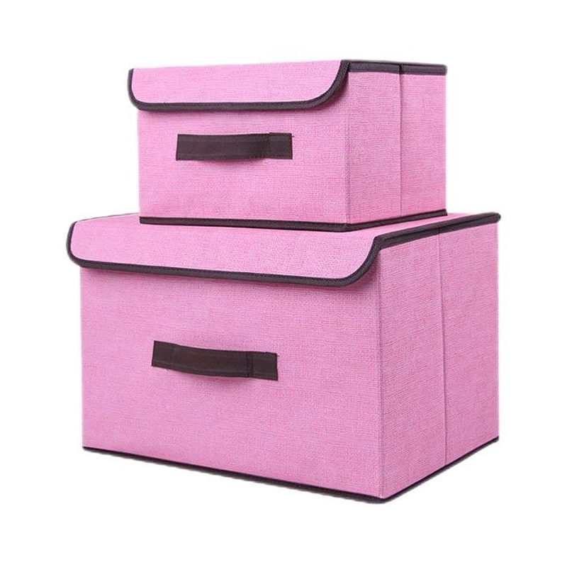 Cesto organizador 37x28x12cm de poliéster color rosa